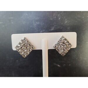 Clear Rhinestone Clip-on Earrings Vintage Costume Jewelry